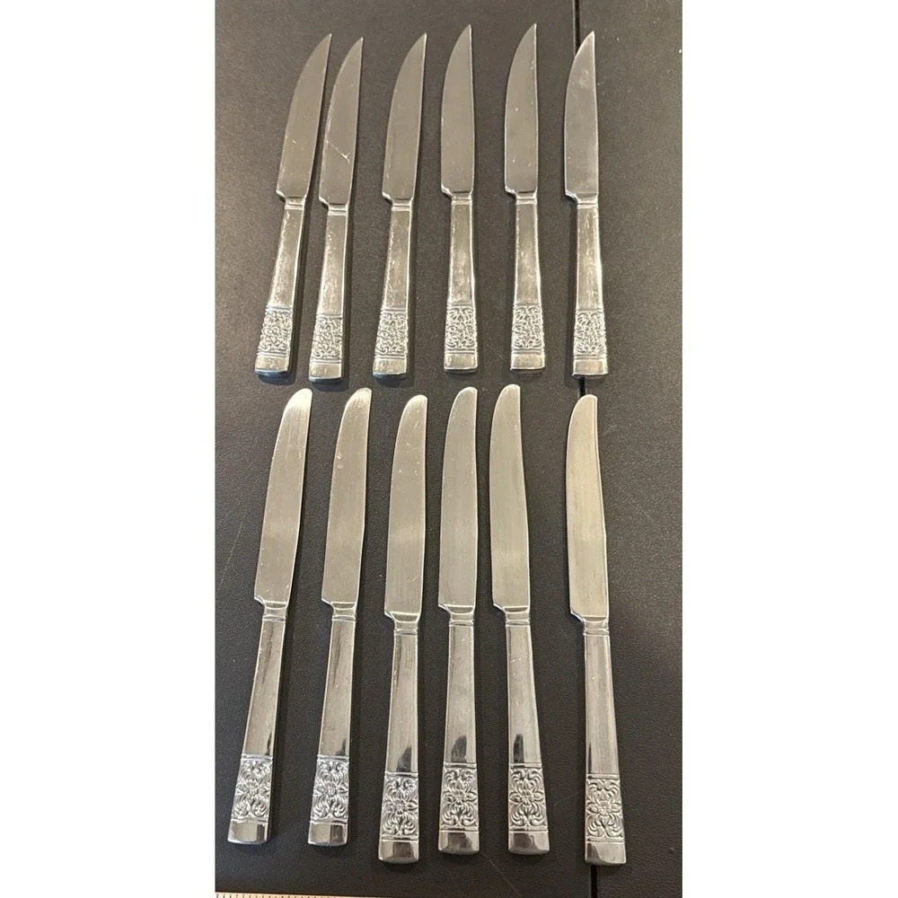 Reed Barton Harvest Bouquet Butter Serrated Knife Set Of 12 Flatware Stainless